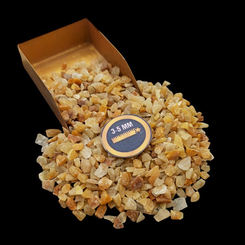 Earthmines Yellow Gold Gemstone Crushed 3-5mm Natural Loose Stone for Vase Fillers, Crystal Decor, Reiki, Chakra Healing & Feng Shui - Image 1