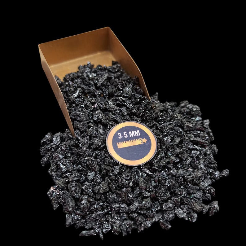 Earthmines Carborundum Gemstone Crushed 3-5mm Natural Loose Stone for Vase Fillers, Crystal Decor, Reiki, Chakra Healing & Feng Shui - Image 1