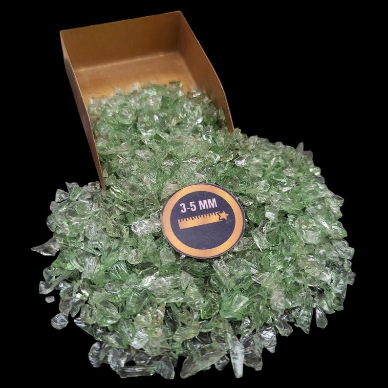 Earthmines Green Obsidian Gemstone Crushed 3-5mm Natural Loose Stone for Vase Fillers, Crystal Decor, Reiki, Chakra Healing & Feng Shui - Image 1