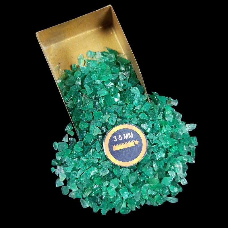 Earthmines Green Onyx Gemstone Crushed 3-5mm Natural Loose Stone for Vase Fillers, Crystal Decor, Reiki, Chakra Healing & Feng Shui - Image 2